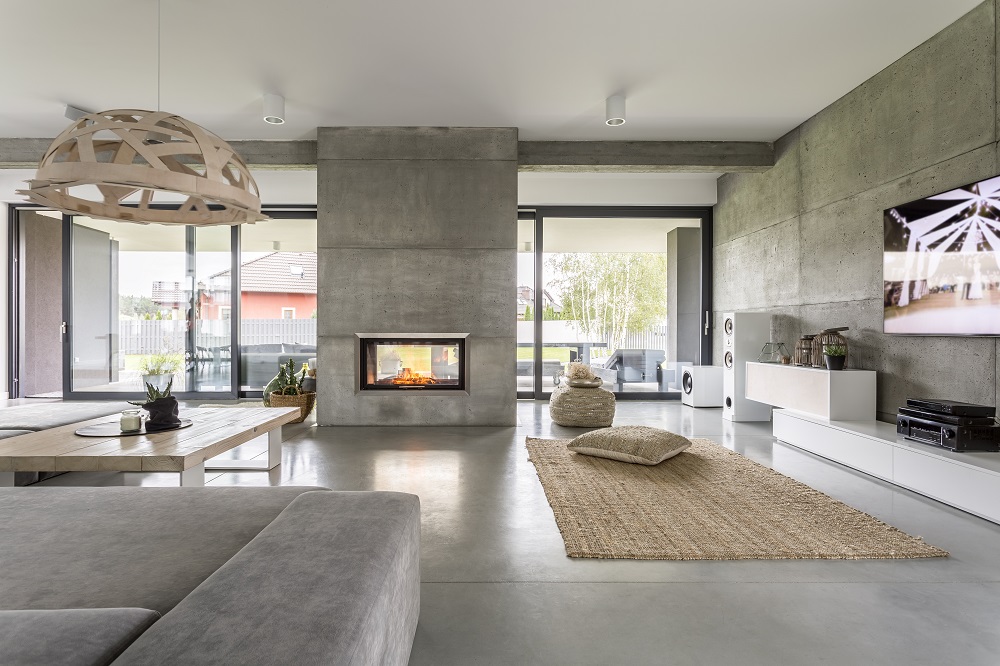 A newly transformed lounge room of Spacious Villa With Cement Wall